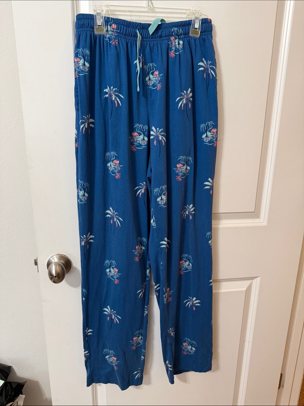 Cubavera Navy Blue Palm-Print Drawstring Joggers